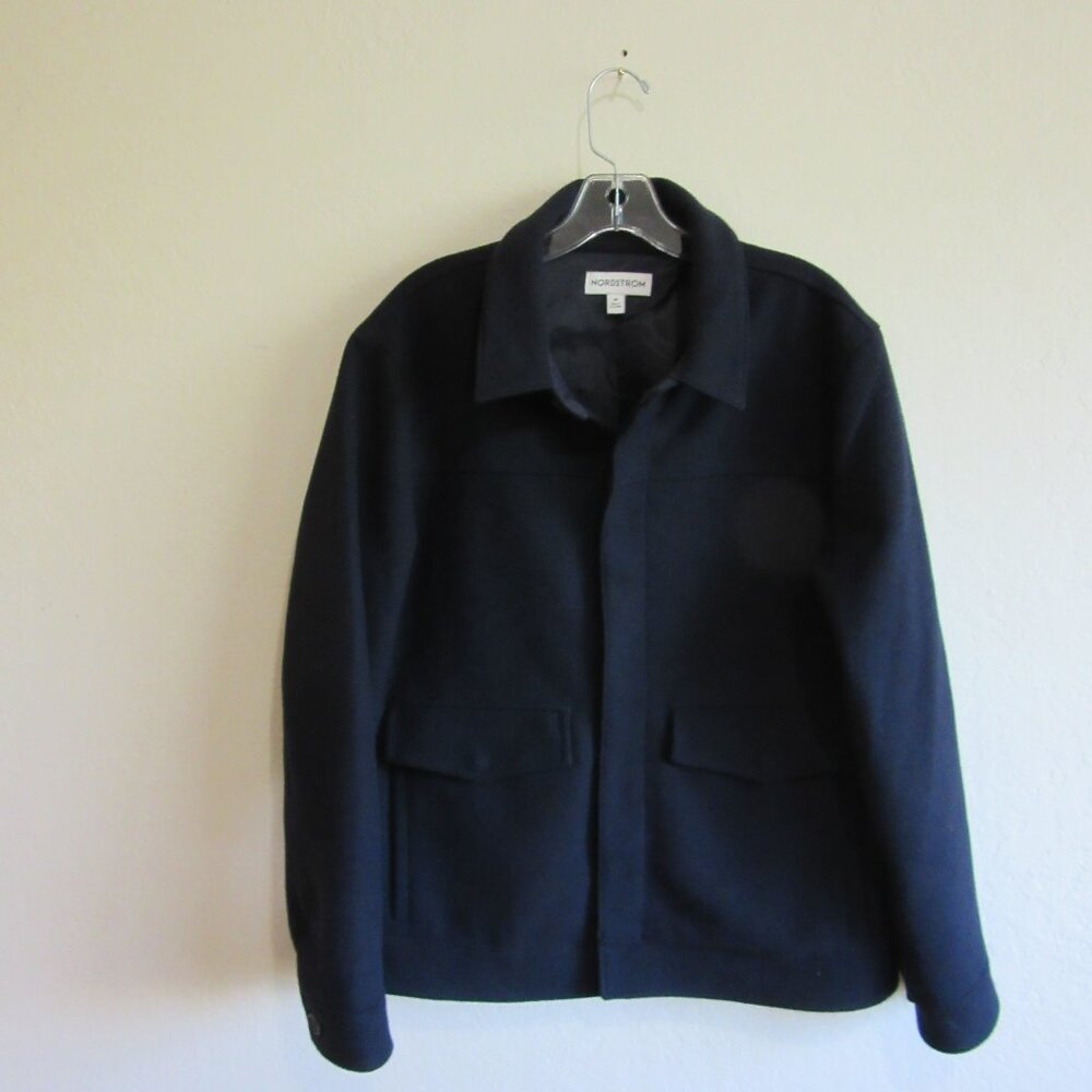NORDSTROM Blue Men's Outdoor Wool Blend M Long Sleeve Jacket